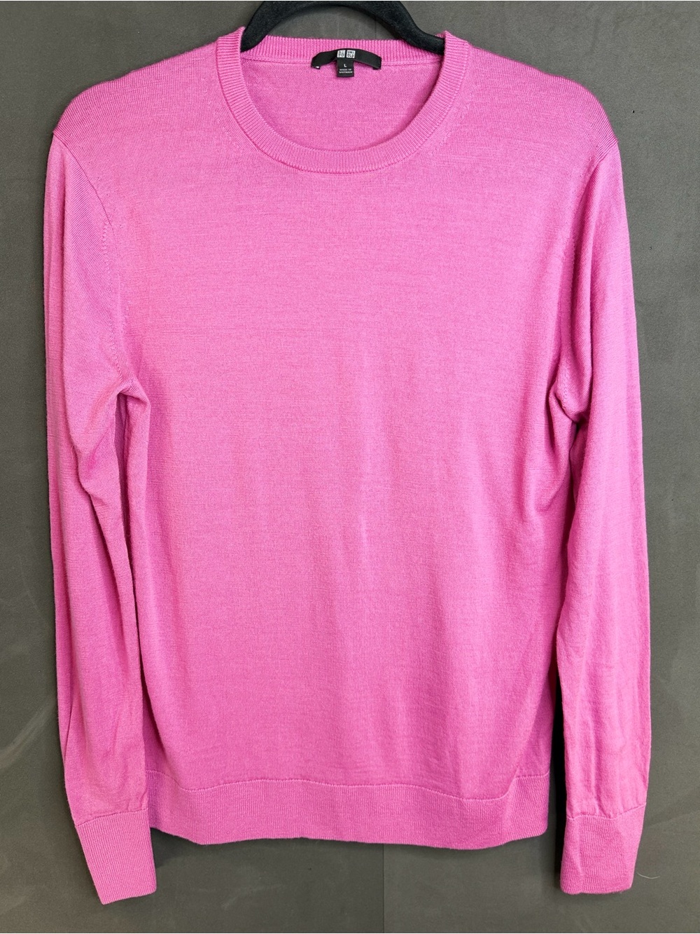 Uniqlo Women’s 100% Wool Knit Crew Neck Pullover Sweater Pink Large SUPER SOFT